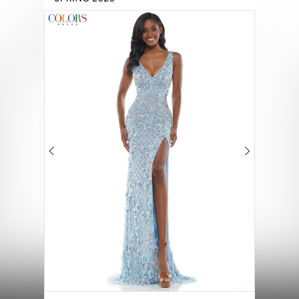 Colors dress k110 baby blue mermaid style dress with incredible beading